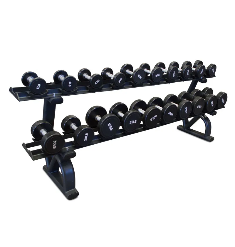 2 Tier Dumbbell Rack with Saddles PL7337 (holds 5-50lb round dumbbells)