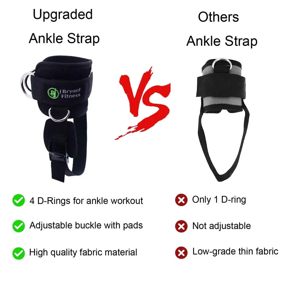 4 D-rings Adjustable Ankle Straps for Cable Machines
