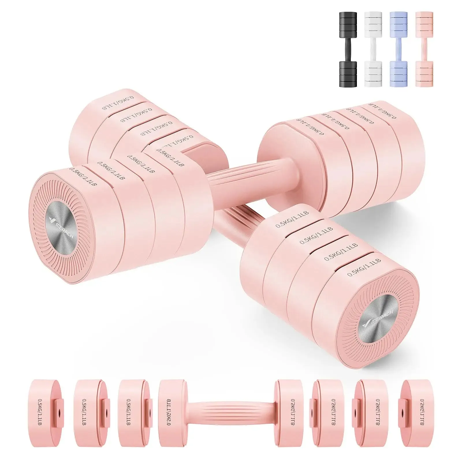 Adjustable Dumbbells for Women at Home | 4-in-1 Set w/ Non-Slip Grip  MERACH