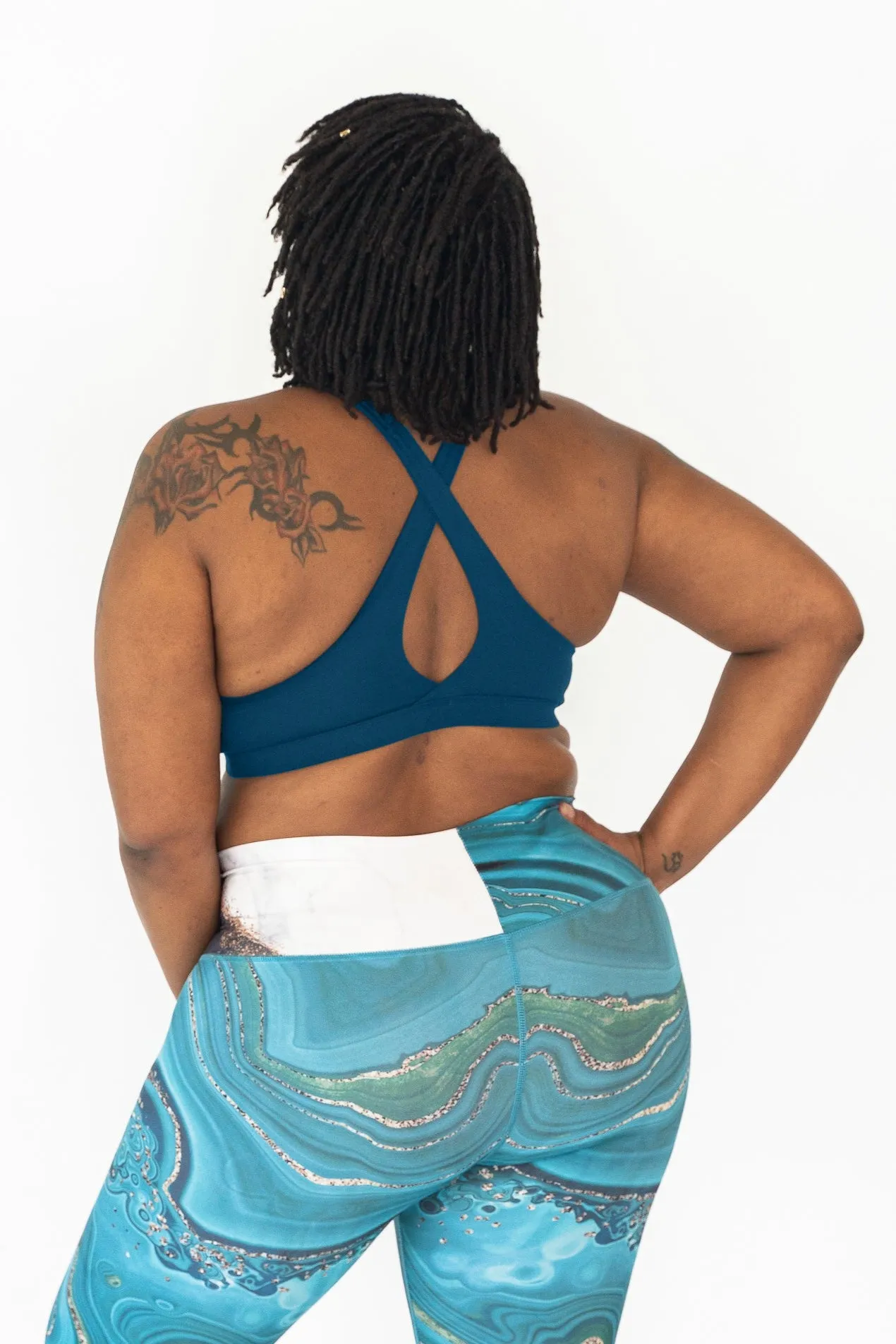 Crossed Back Bra | Teal