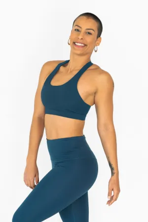 Crossed Back Bra | Teal