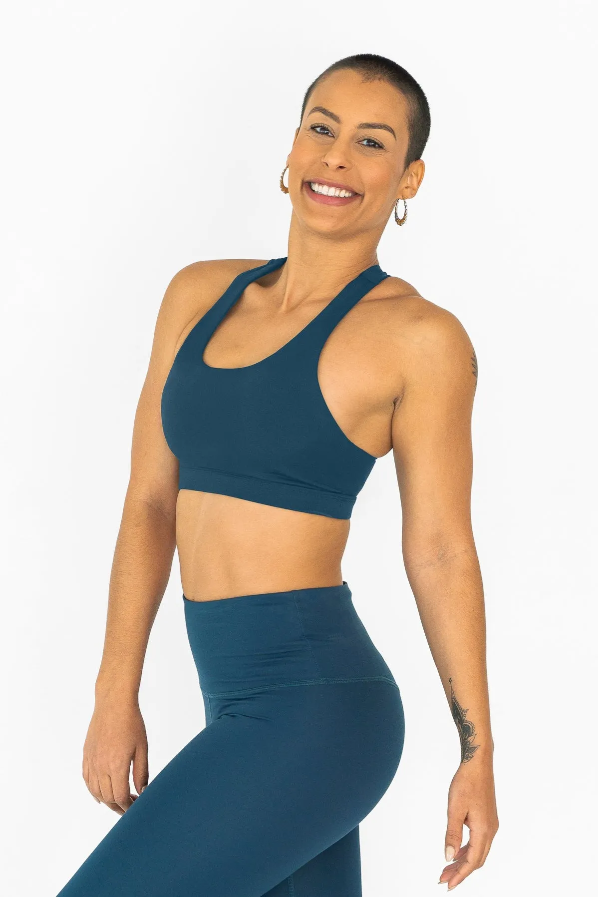 Crossed Back Bra | Teal