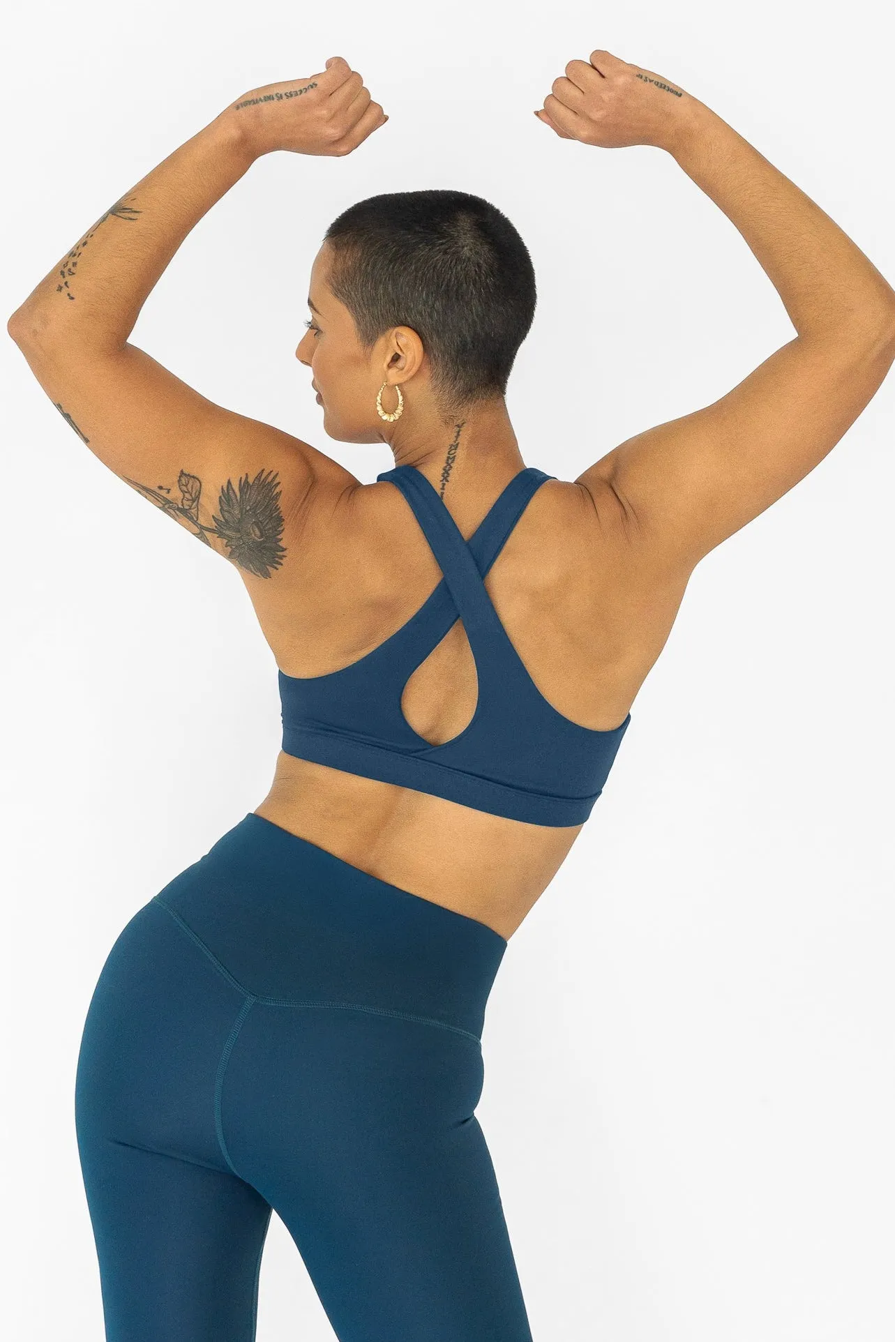 Crossed Back Bra | Teal