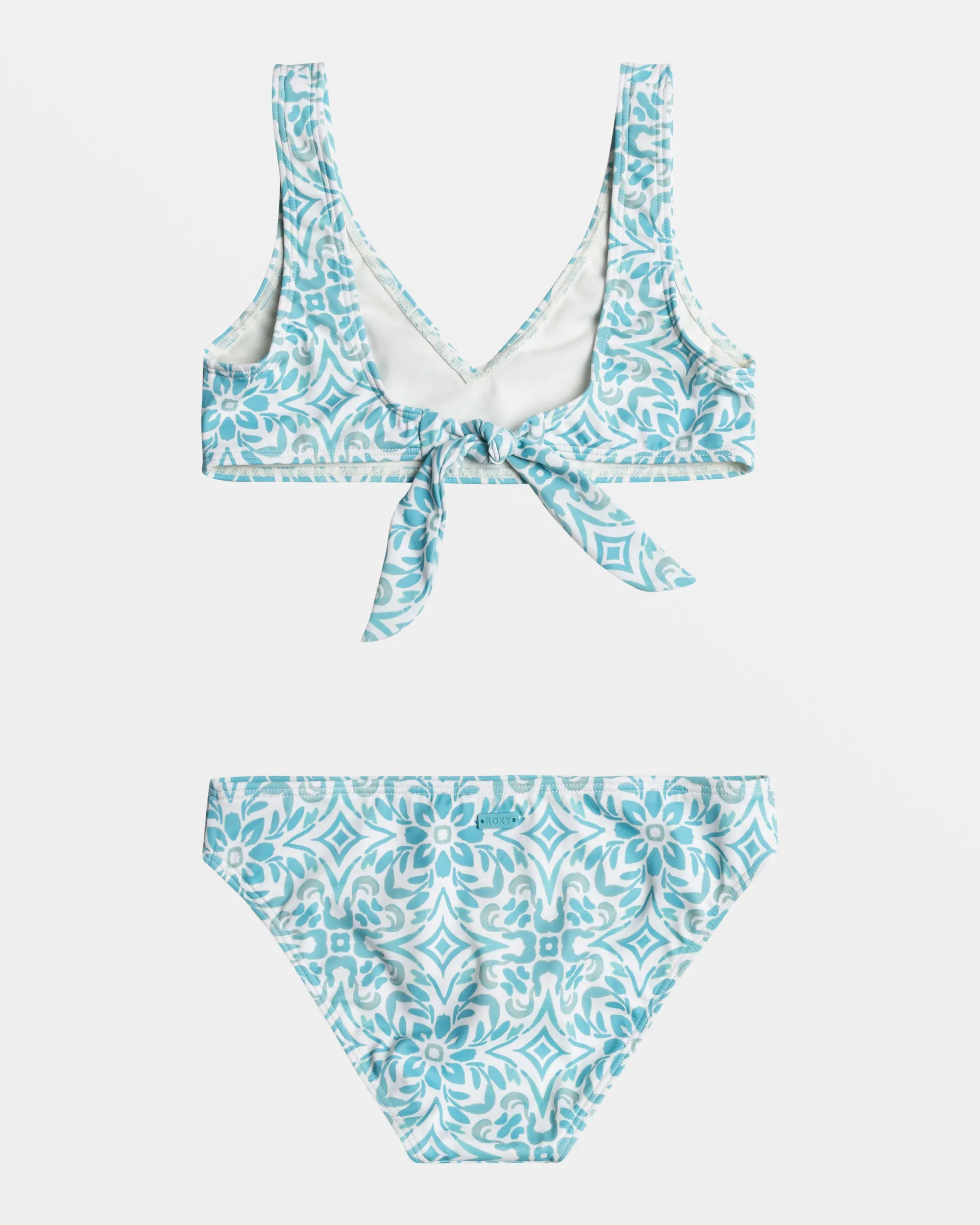 Girls 4-16 Fresco Tile Elongated Triangle Bikini Set - Cloud Dancer Fresco Tile
