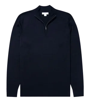 Merino Half Zip in Navy Blue