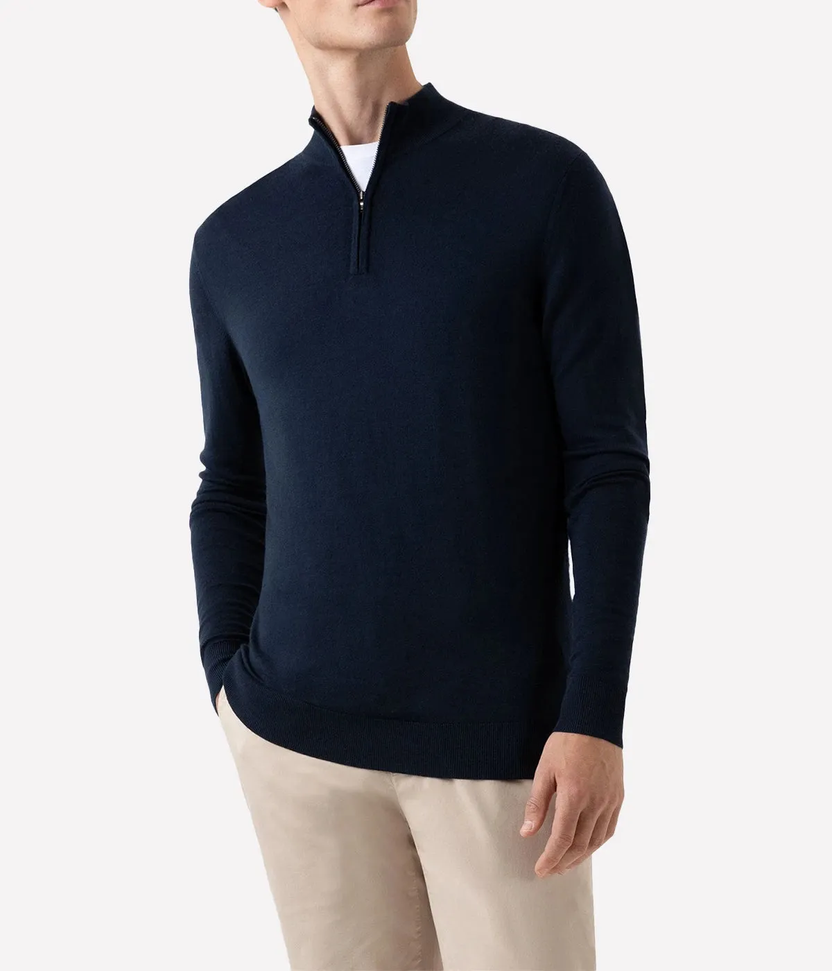 Merino Half Zip in Navy Blue