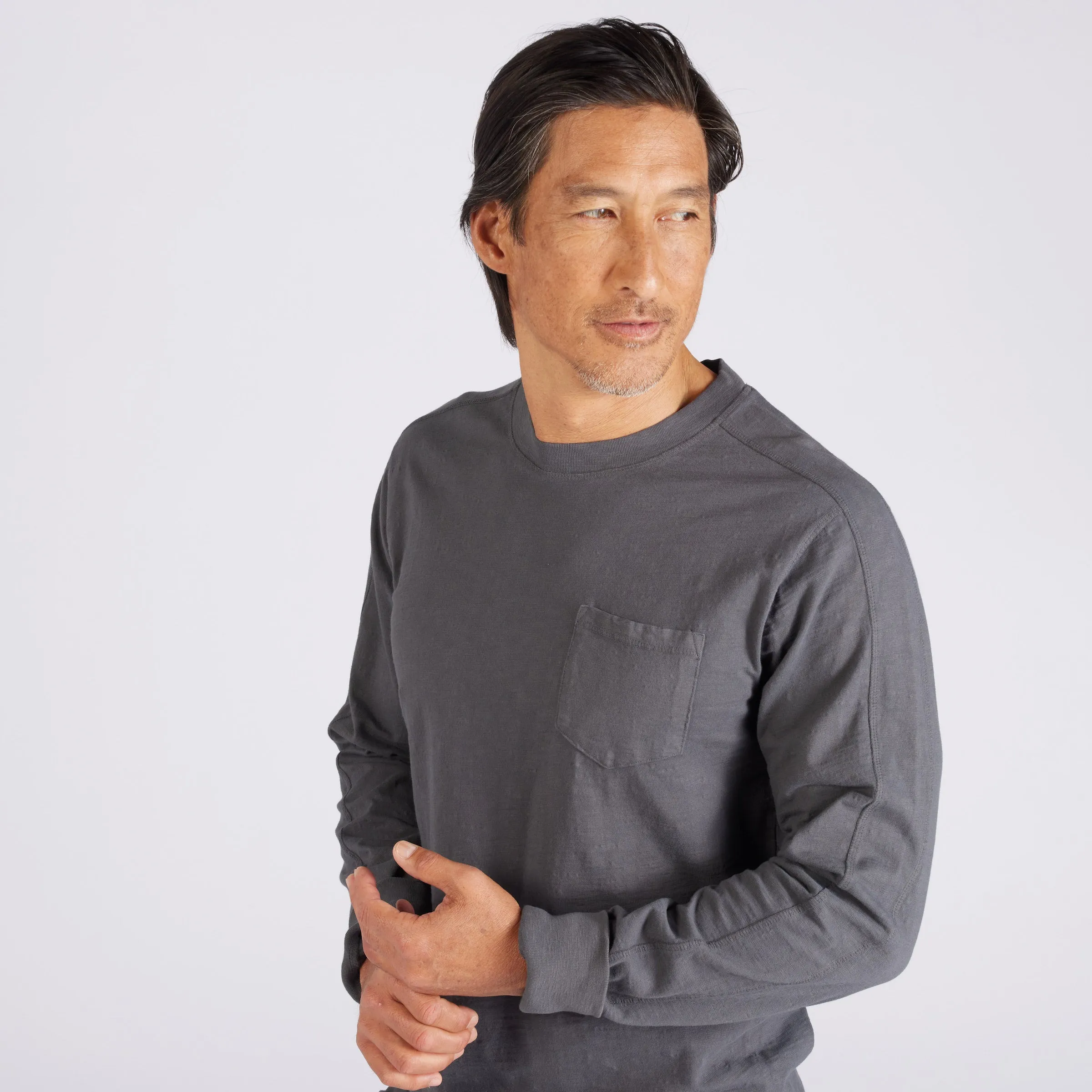 New Cooper Garment Dyed Pocket Tee - Gargoyle