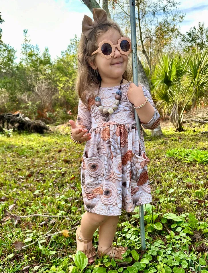 Pocket Dress ~ Gray Floral