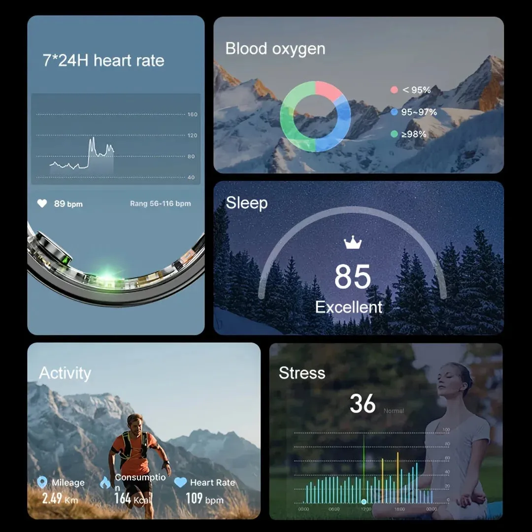 Smart Ring Wireless Connection Phone Sports Mode Sleep Monitoring Long Range Couple Gift
