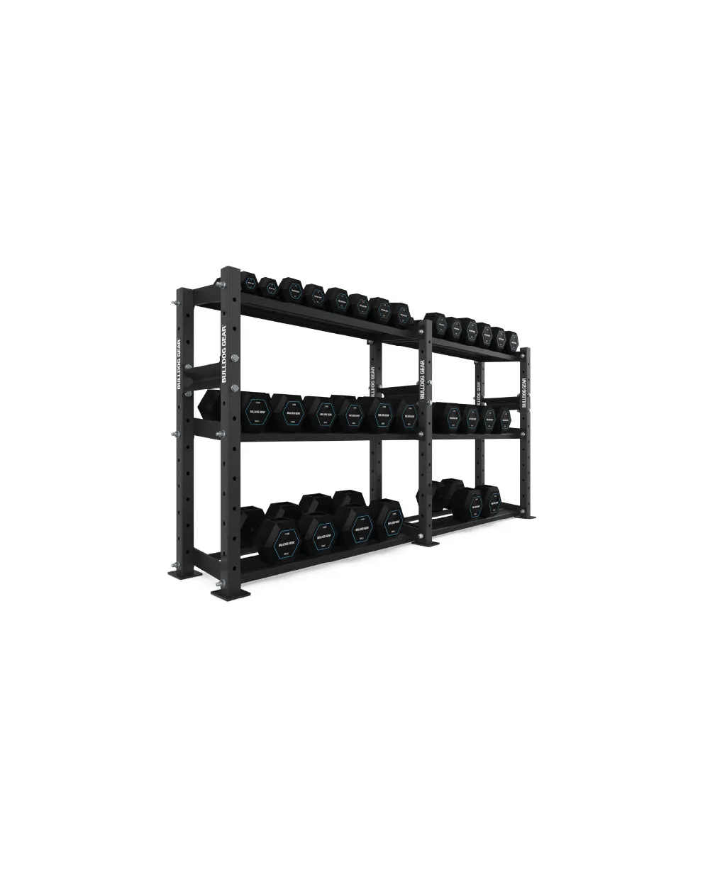The Bulldog Gear - Hex Dumbbells 2.0 680kg Set (2.5kg to 40kg)   Storage System - 229cm