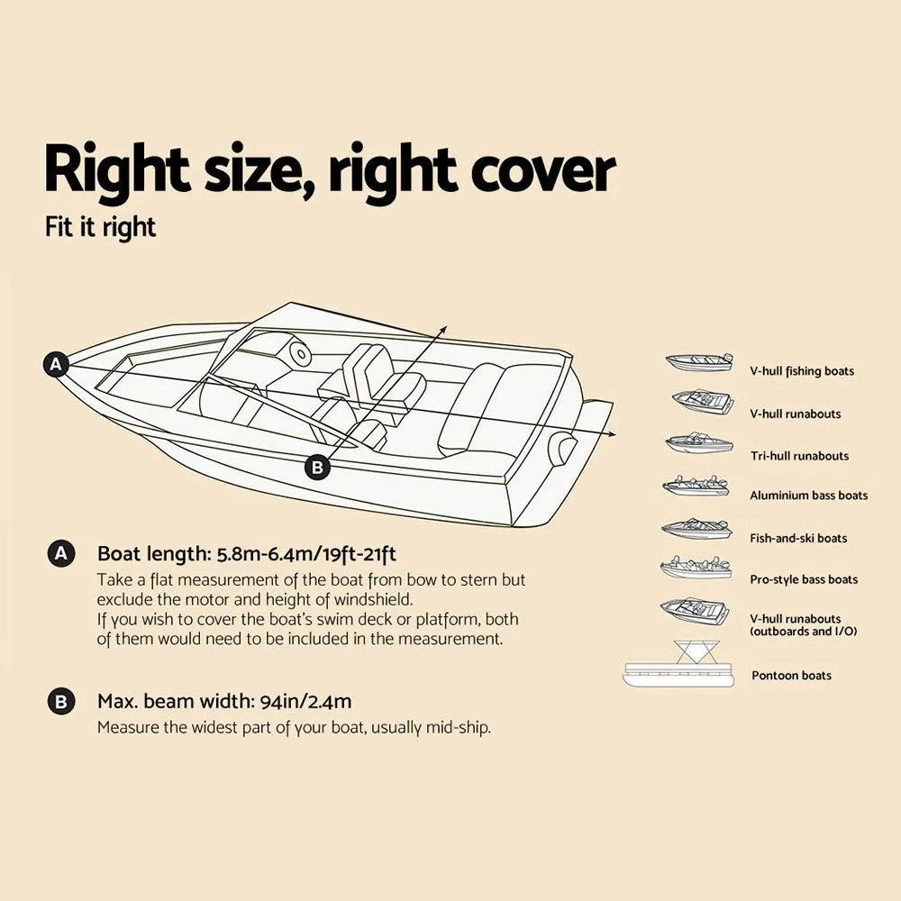 Waterproof Boat Cover - 19 - 21ft