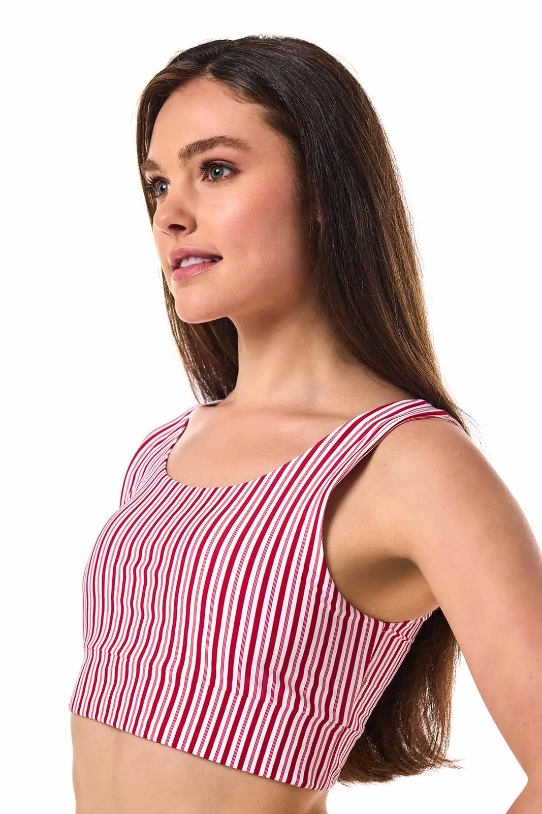 Women's Spring Garden Crop Bikini Top | Cherry Stripe