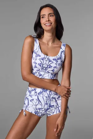 Women's Spring Garden Crop Bikini Top | White Iris Dusk