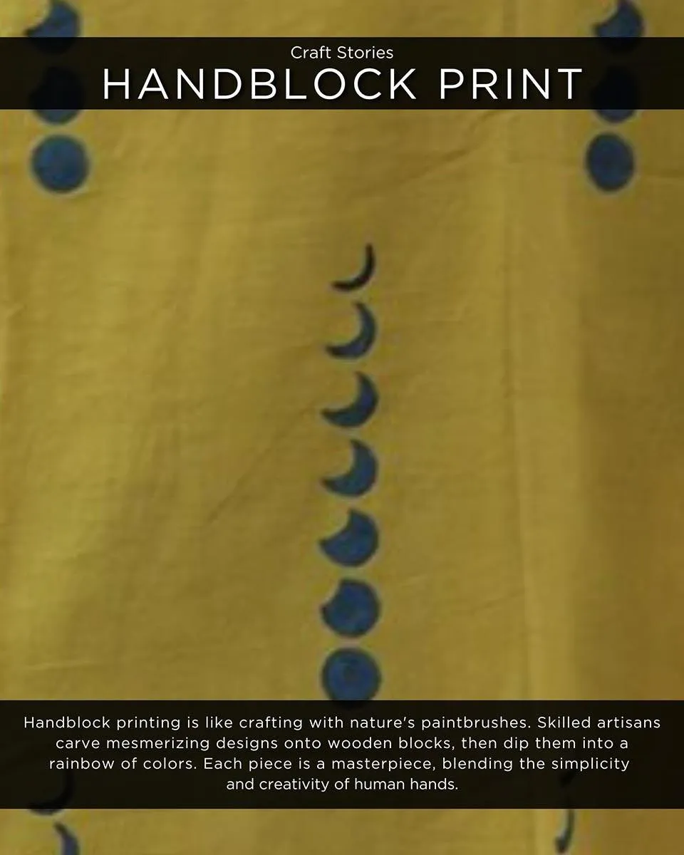 Yellow Eclipes Blockprinted Cotton Dress